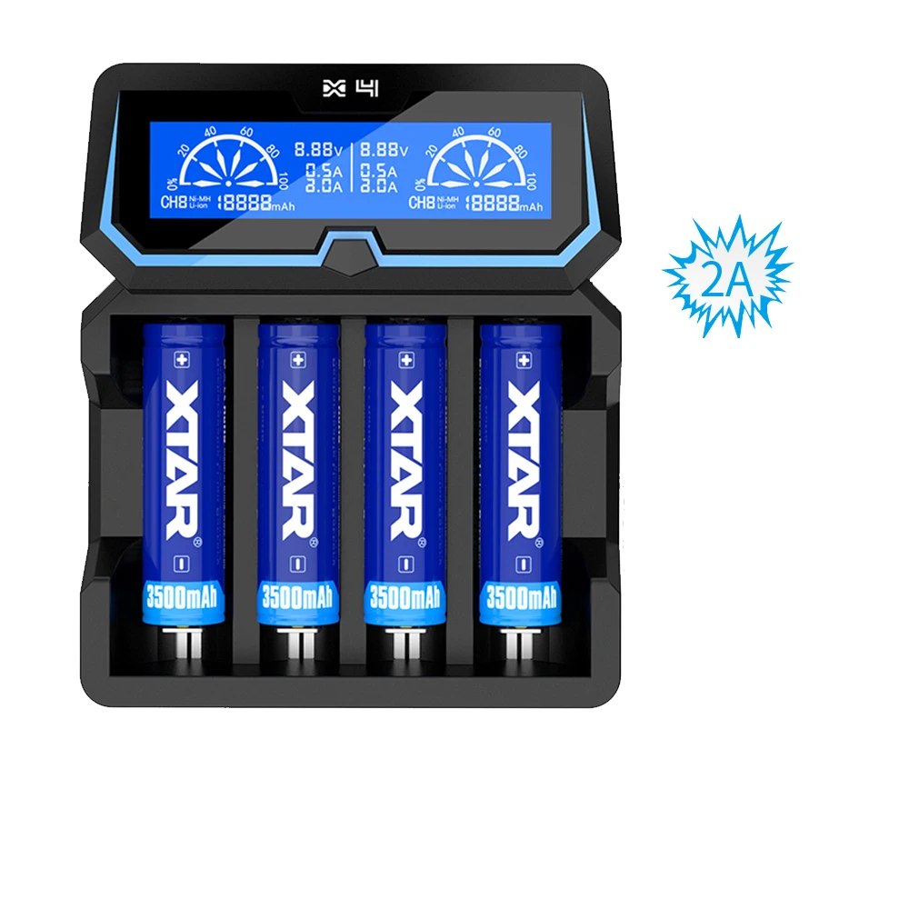 Новый XTAR X4 быструю зарядку ЖК дисплей относится к 3 6 V/3 7 V Li Ion 16340 /18650 26650 32650