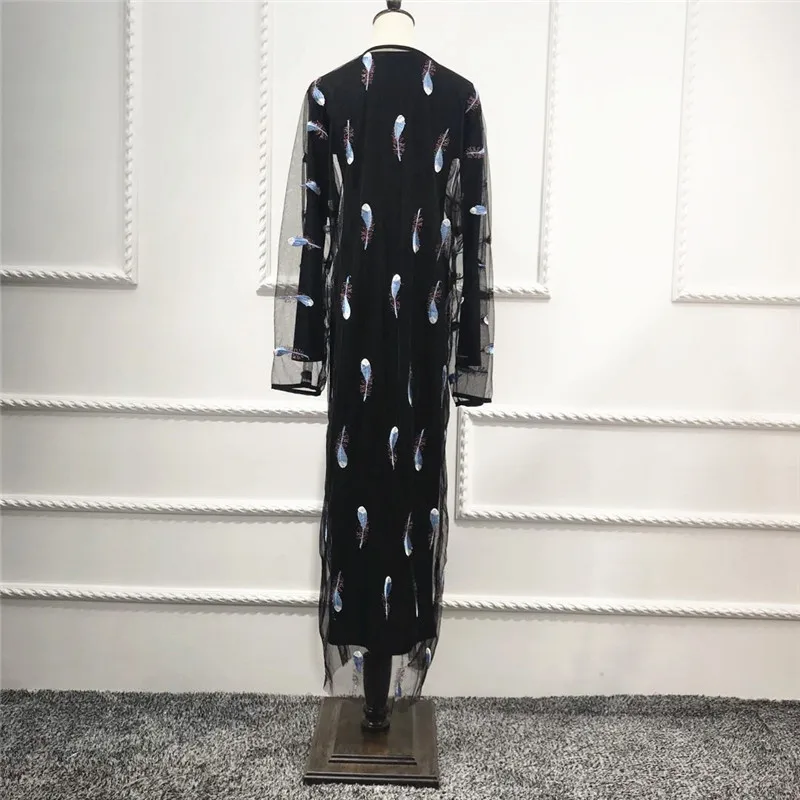MISSJOY 2020 Модный женский Дубайский сетчатый кружевной абайя с длинным рукавом