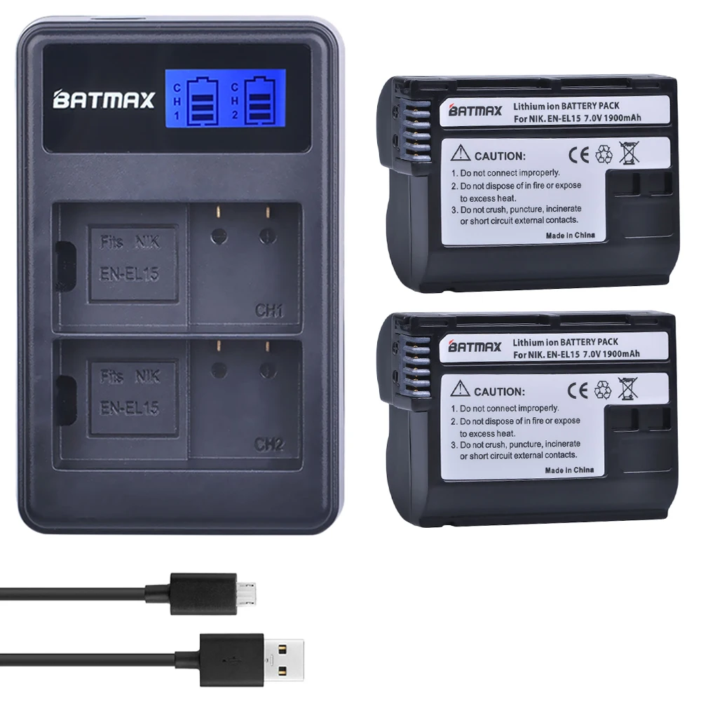 2 шт. EN EL15 RU ENEL15 EL15A Батарейки + ЖК дисплей Dual USB Зарядное устройство для Nikon D600 D610 D600E