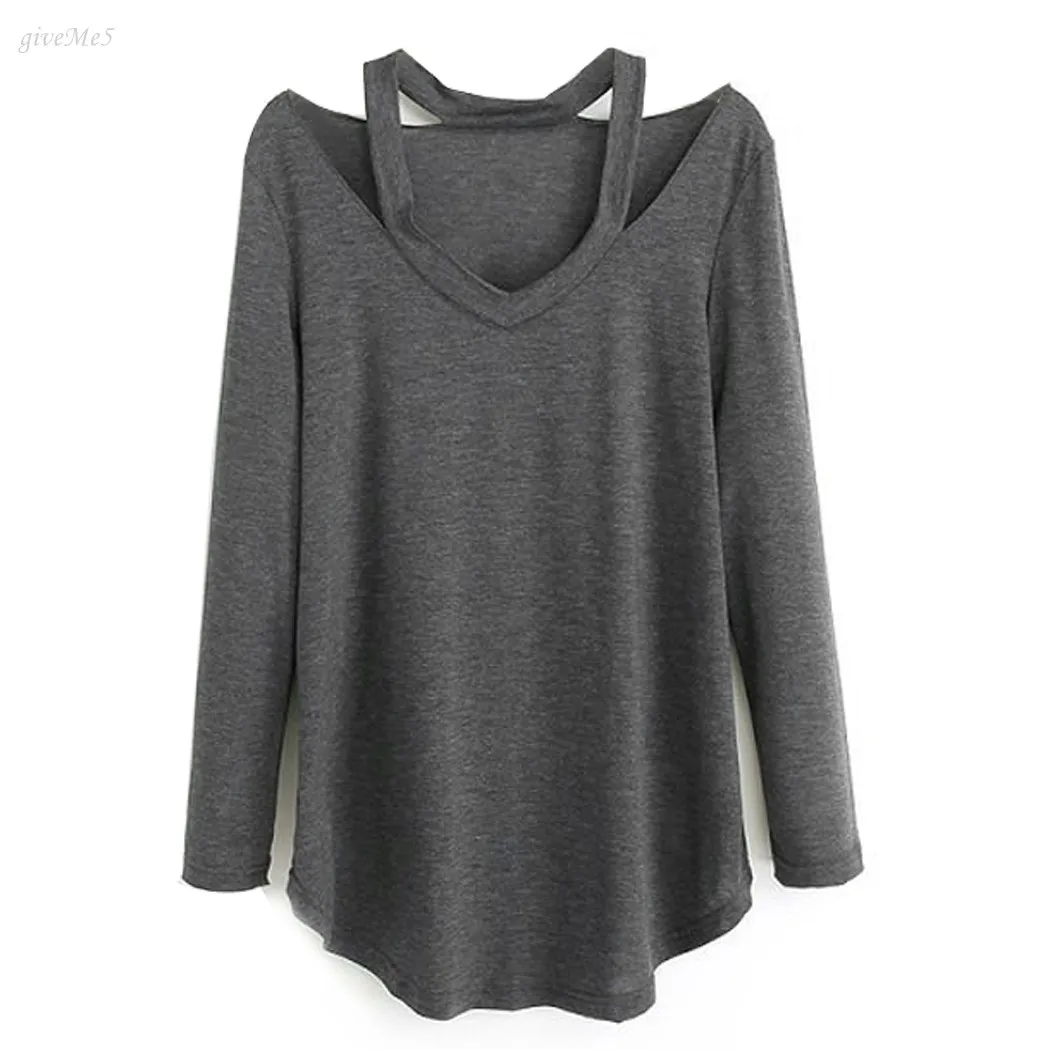 Скидка Новинка 2017 года Для женщин Футболки с открытыми плечами Повседневное