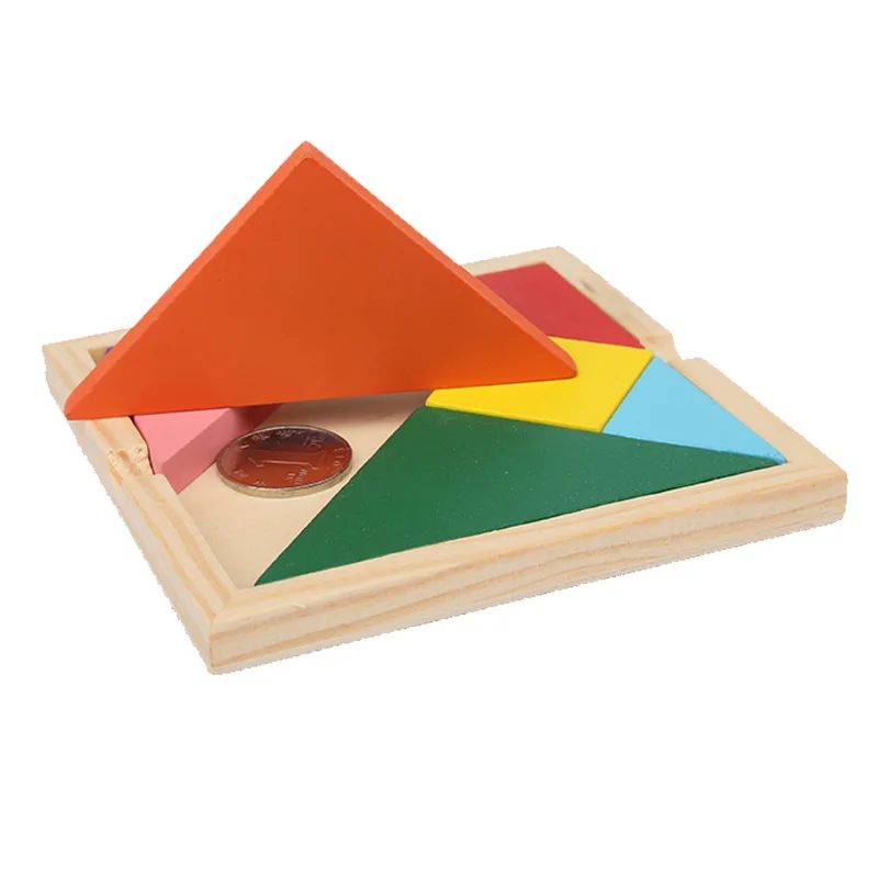 LEIKFONG Деревянный Tangram 7 шт головоломки красочный квадрат IQ игра головоломка