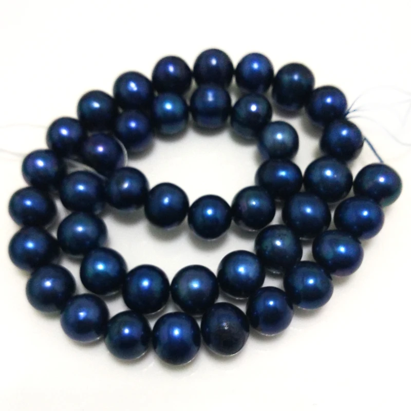 

16 inches AA High Luster Round Blue Pearl Loose Strand