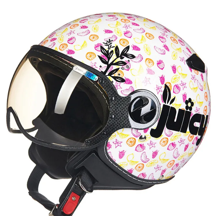Pink Fruit Moto rcycle шлем Chopper с открытым лицом винтажный шлем 210c4 moto Casque Casco moto cicleta Capacete Pilot мужские и женские шлемы - Цвет: Pink Fruit