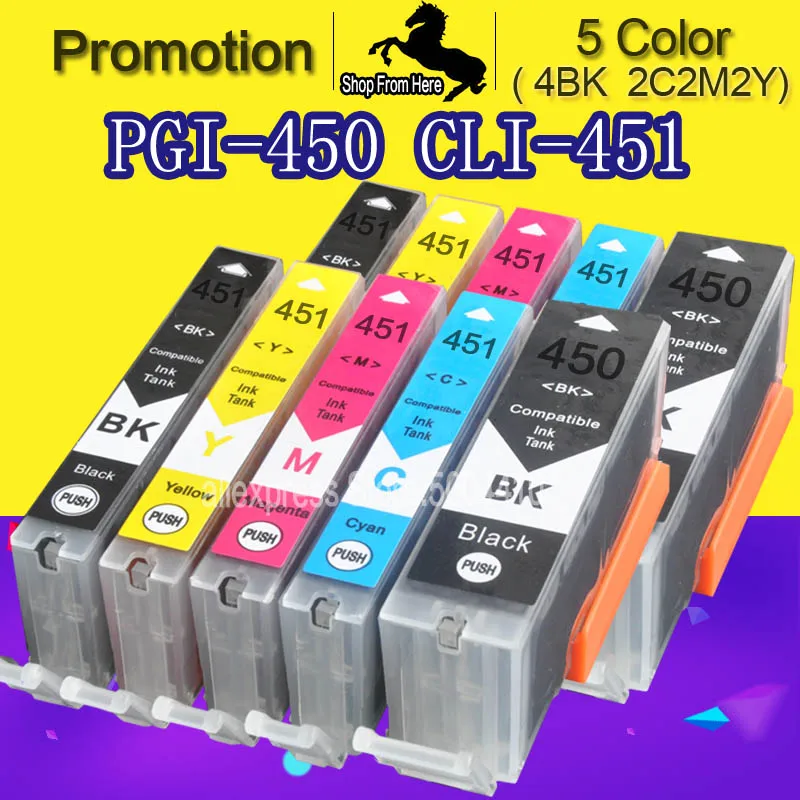 Для Canon mg6640 mx724 чернильный картридж PIxma принтер 5 цветов PGI450|Чернильные картриджи| |
