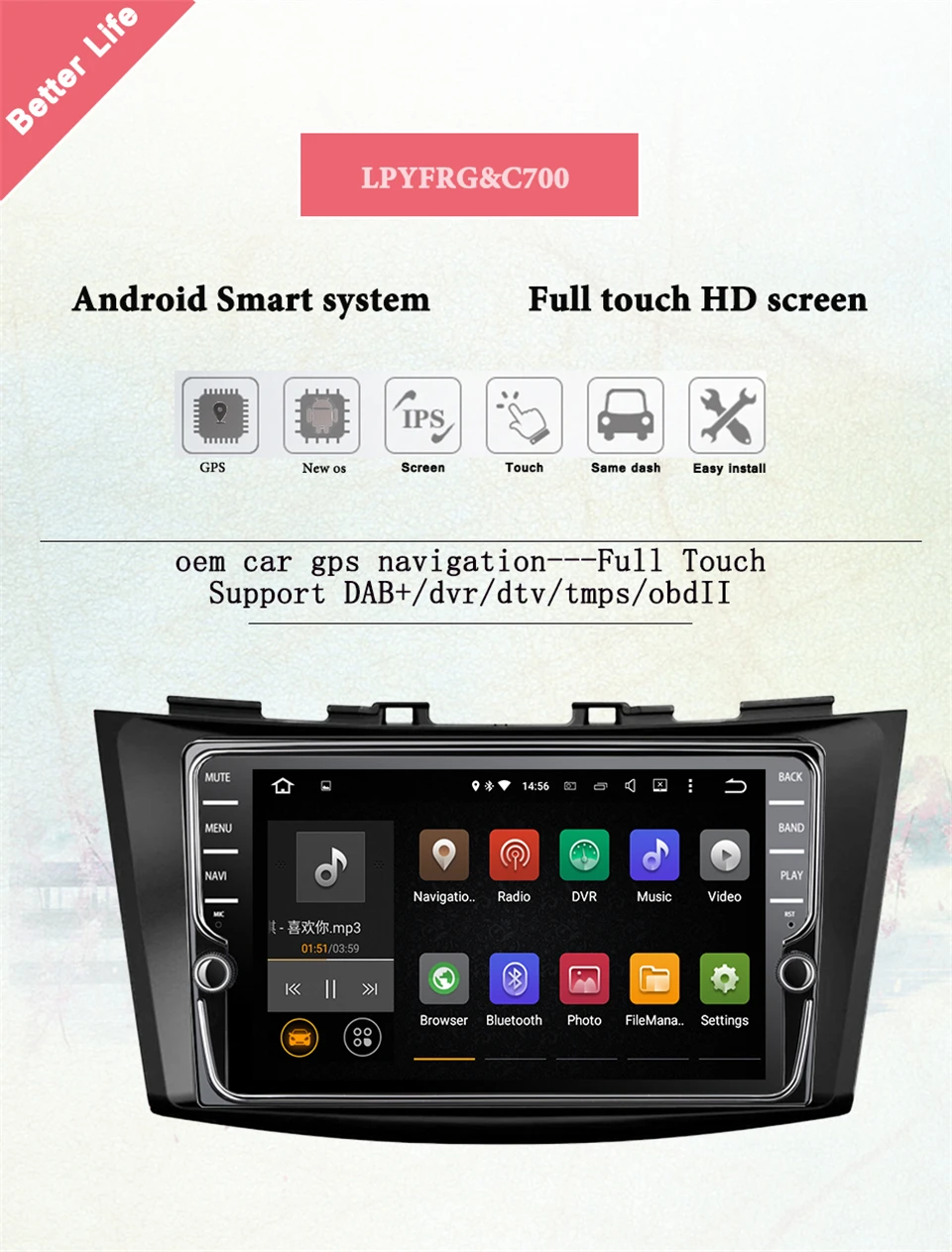 2Din Android 9,1 автомобильный dvd-плеер для Suzuki Swift 2011 2012- Радио Стерео gps Navi магнитофон головное устройство 4+ 64 г карта камеры