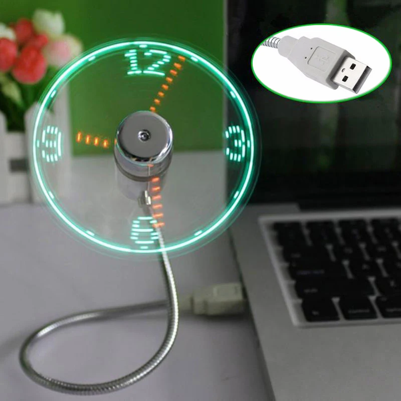 Креативные USB Часы светодиодный светильник дисплей время часы регулируемые настольные часы портативный мини крутой ноутбук ПК USB вентилятор с дисплеем времени