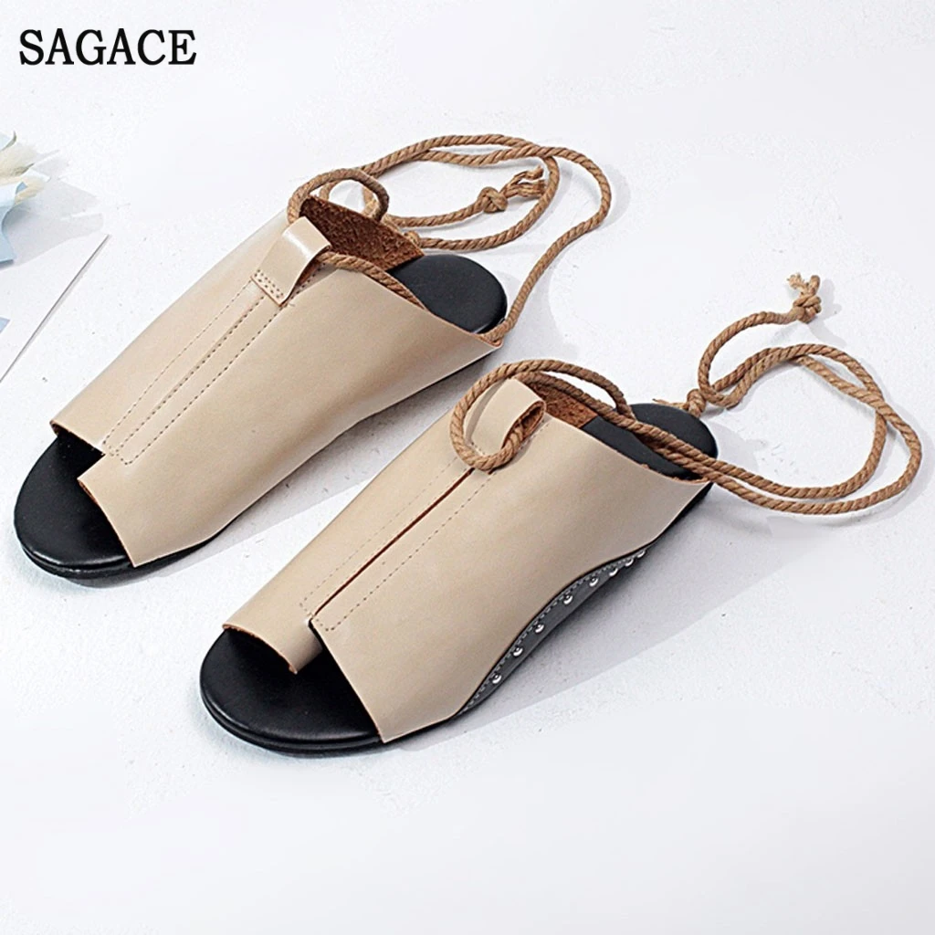 Женские римские сандалии SAGACE на плоской подошве пикантные высококачественные