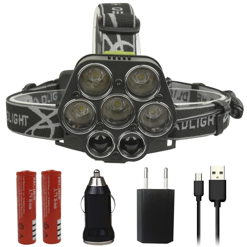 Option C Litwod z202507 Мощный светодиодный налобный фонарь Micro USB зарядное устройство головной светильник 5* T6+ 2* XPE Головной фонарь портативный светильник вспышка светильник фонарь - Испускаемый цвет: Option C
