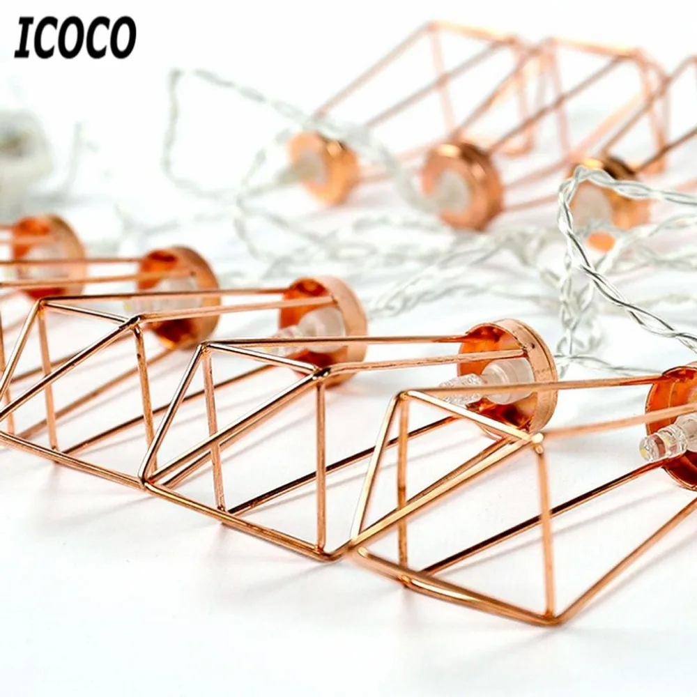 ICOCO 1 5 м 10LED Романтический розовое золото металл алмаз воды Точечный светильник на