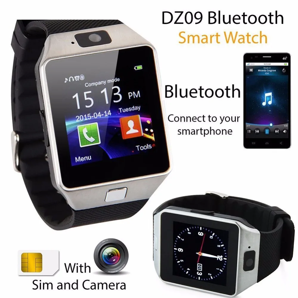 2018 DZ09 Bluetooth Smart часы Smartwatch для Android Apple телефон Поддержка Facebook Whatsapp SD SIM с Камера| |