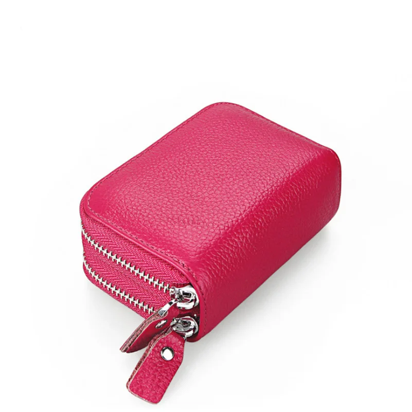 Rose Genuine Leather Women Wallet And card holder Coin Purses Female Small Portomonee Rfid Wallet Lady Purse For Girls Money Bag - Цвет: Rose