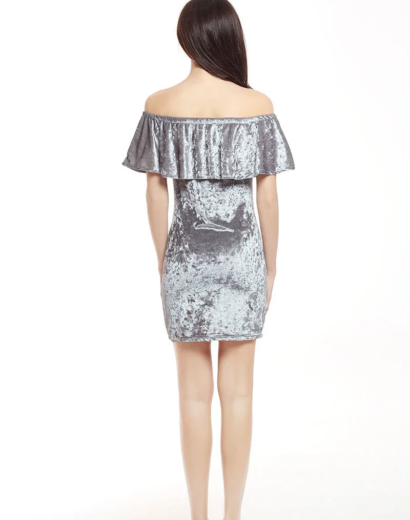 LG774 Слэш шеи Оборками С Плеча Бархата сексуальная стройная &amp club Танки и Camis evenning