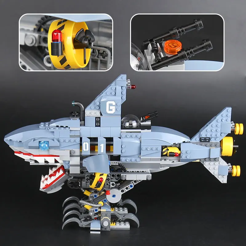 06067 929 шт. Les Films серия Le Grand Requin Ensemble 70656 Blocs de Construction Briques Drole Jouets Modele pour enfant | Игрушки и