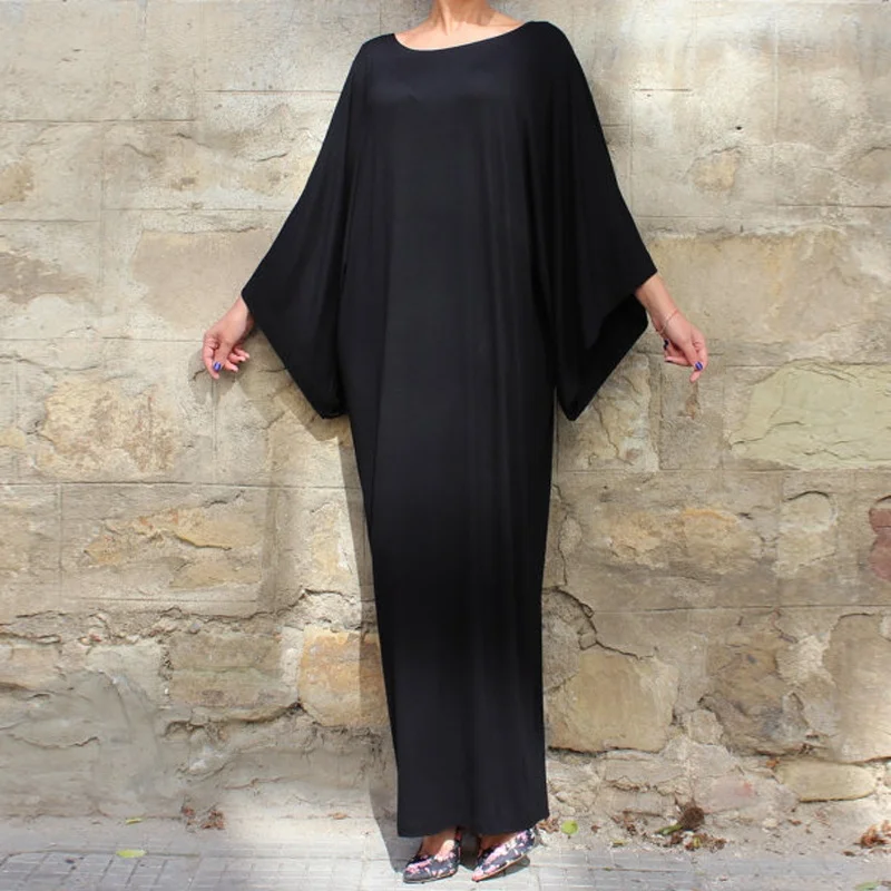 Ilstile 2018 Boho женское 4/3 летучая мышь рукав Макси полная длина длинное платье вырез
