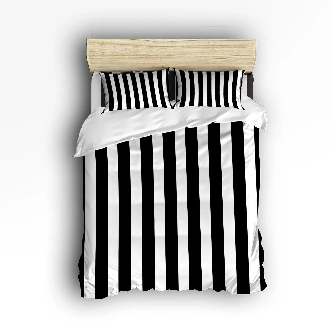 Комплект постельного белья с двумя размерами-черно-белые полосы дизайнерский