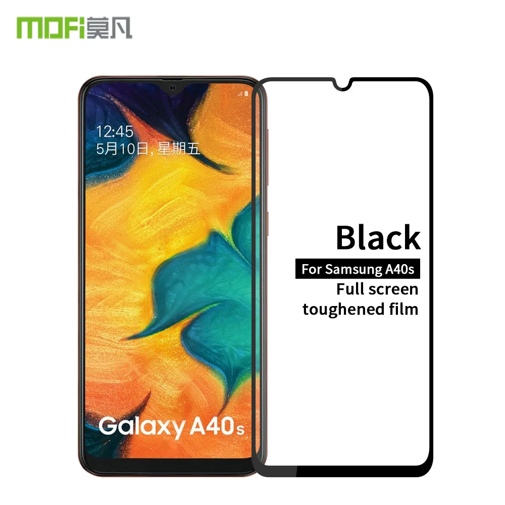 Black MOFi для samsung Galaxy A50 A40 стекло закаленное 3D полное покрытие закаленное стекло для samsung Galaxy A40S защита экрана стеклянная пленка - Цвет: Black