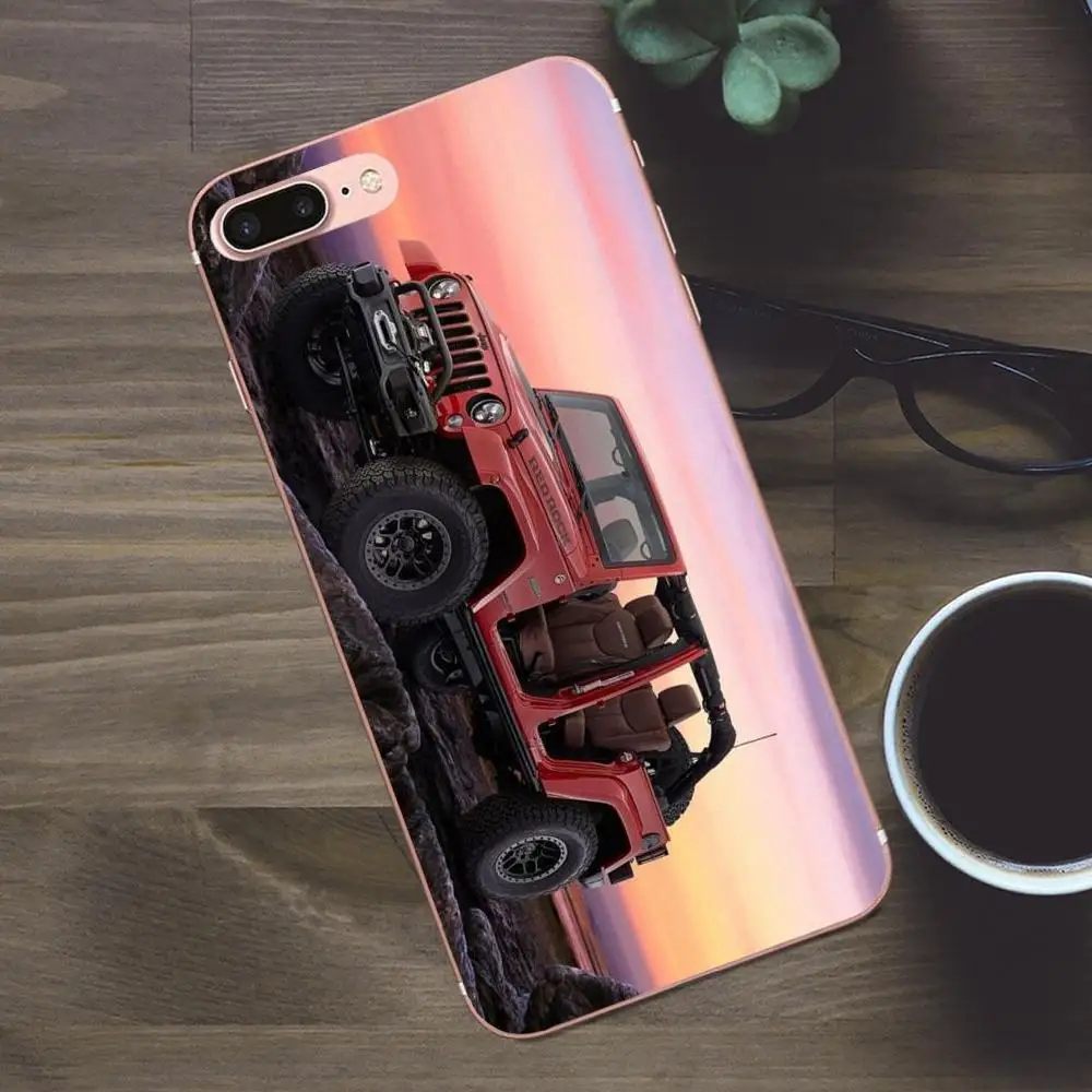 Мягкий рисунок розовый красный Jeep Wrangler Suv Sport для Apple iPhone 4 4S 5 5C SE 6 6S 7 8 Plus X Galaxy A3 A5 J1 J2