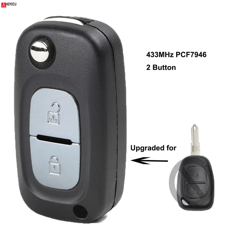 Keyecu модифицированный флип дистанционный ключ 2B 433 МГц PCF7946 чип для Renault VIVARO MOVANO