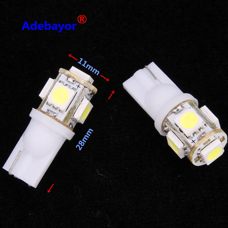 Оптовая продажа 100 шт./лот T10 5 SMD 5050 LED 194 168 W5W светло белая/красная/синяя/зеленая