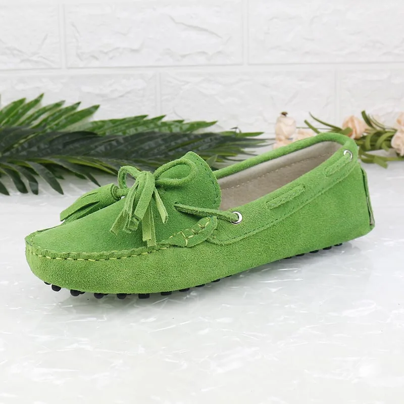 Green Новинка; модная женская обувь на плоской подошве из натуральной кожи; женские лоферы без застежки; женская повседневная обувь; Мягкие Мокасины на плоской подошве; женская обувь - Цвет: Green