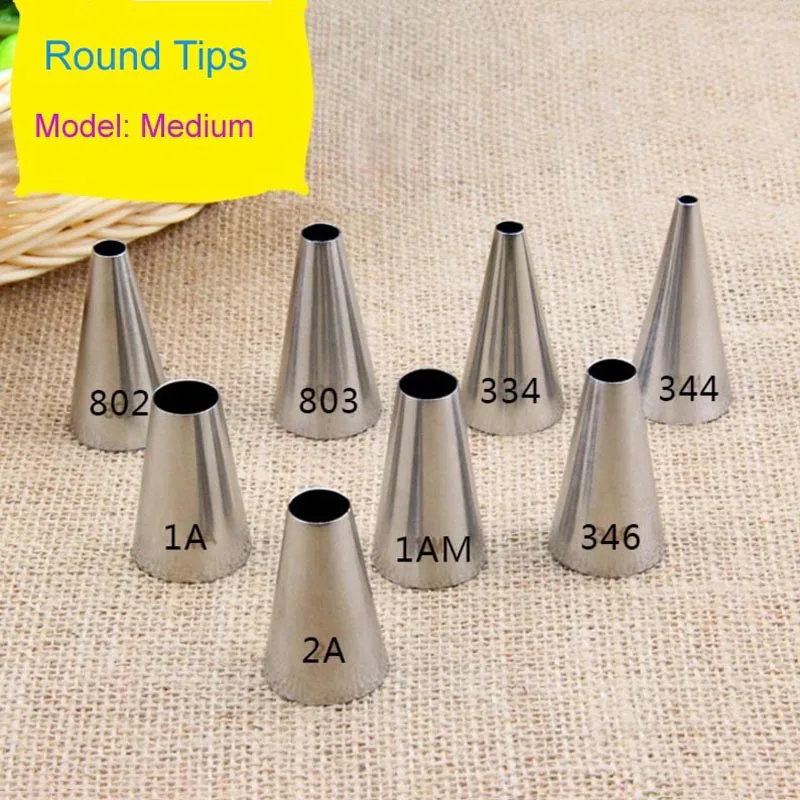 

Wholesale 10 pcs/lot Round Tips Decorating Nozzle Seamless Icing Tube Pastry Tips Fondant Cake Decorating Sugarcraft Tools