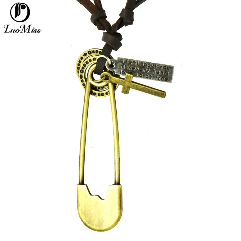 Винтажное ожерелье в форме Креста с подвеской из регулируемой кожи для женщин и