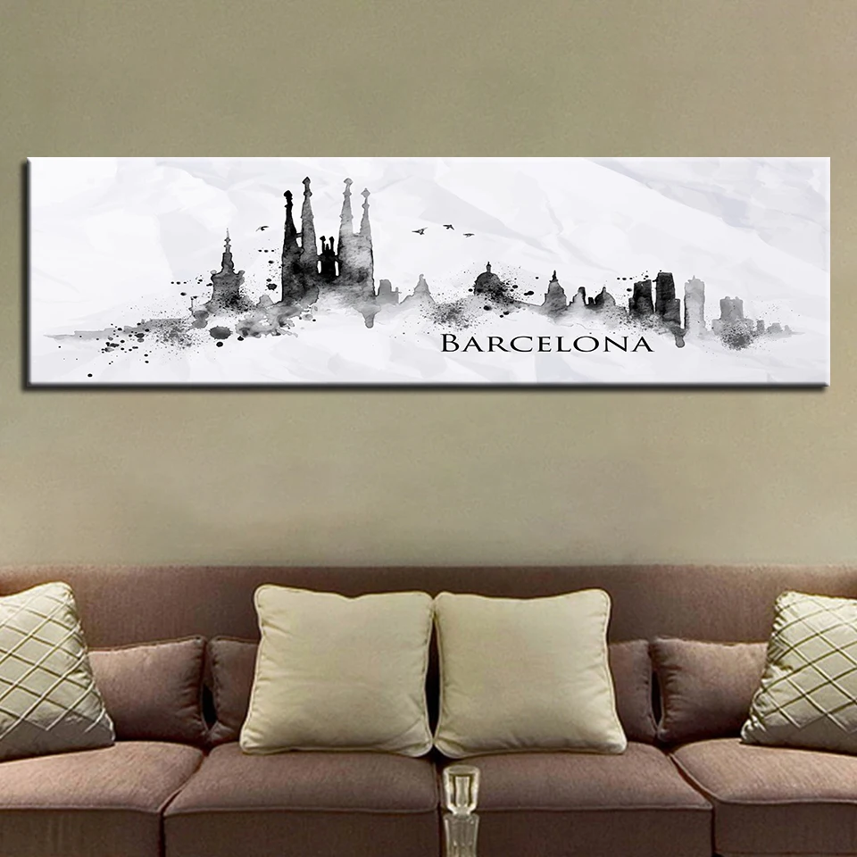 Каллиграфия модульные HD Wall Art 1 Панель фотографии Барселона Испания холст картина