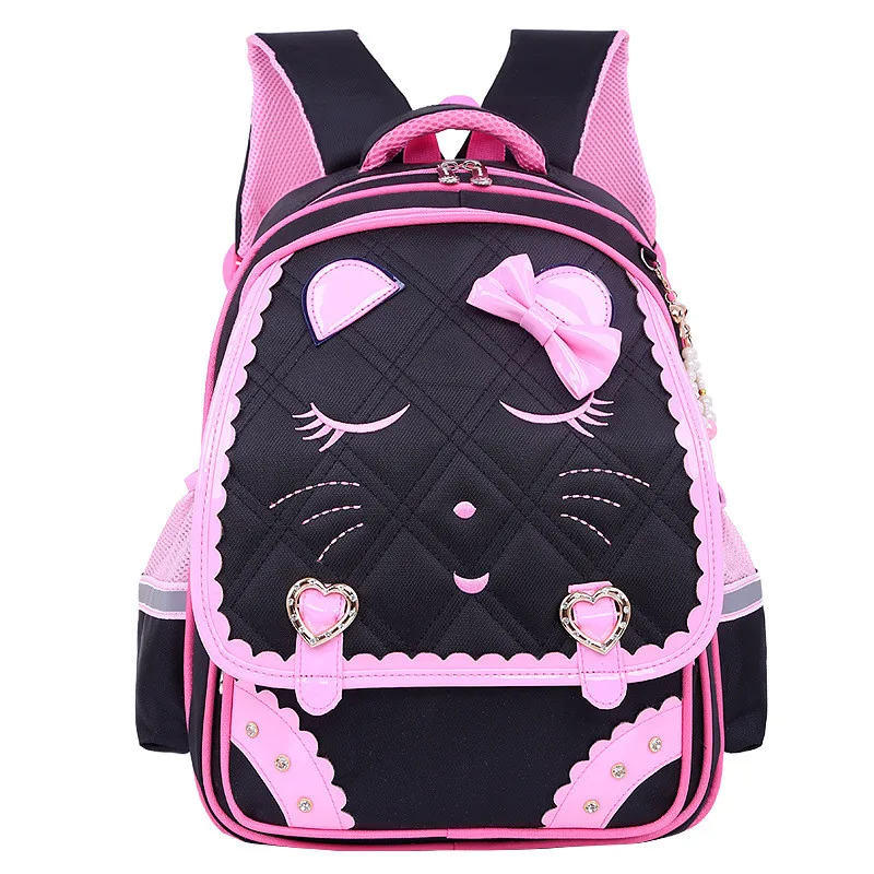Модные школьные ранцы для девочек с милым котом, водонепроницаемый детский рюкзак с мультяшным рисунком, детский школьный ранец для учебни...