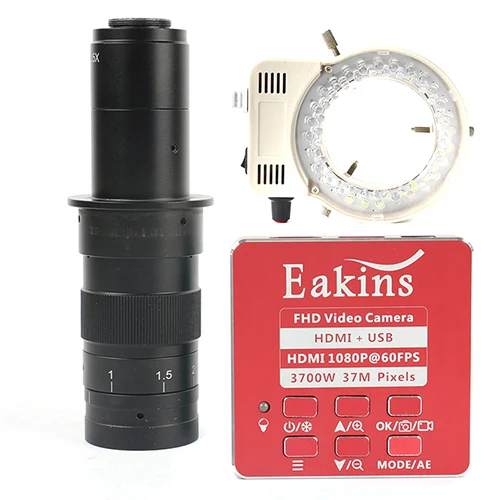 180x lens with Light FHD 37MP HDMI USB промышленный электронный цифровой видео микроскоп камера 130X 180X 300X C крепление объектива для телефона PCB пайки - Цвет: 180x lens with Light