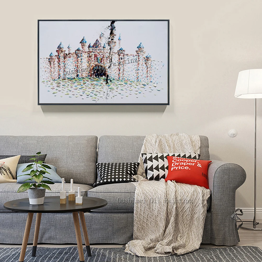 Профессиональный художник ручная роспись высокое качество замок картина маслом