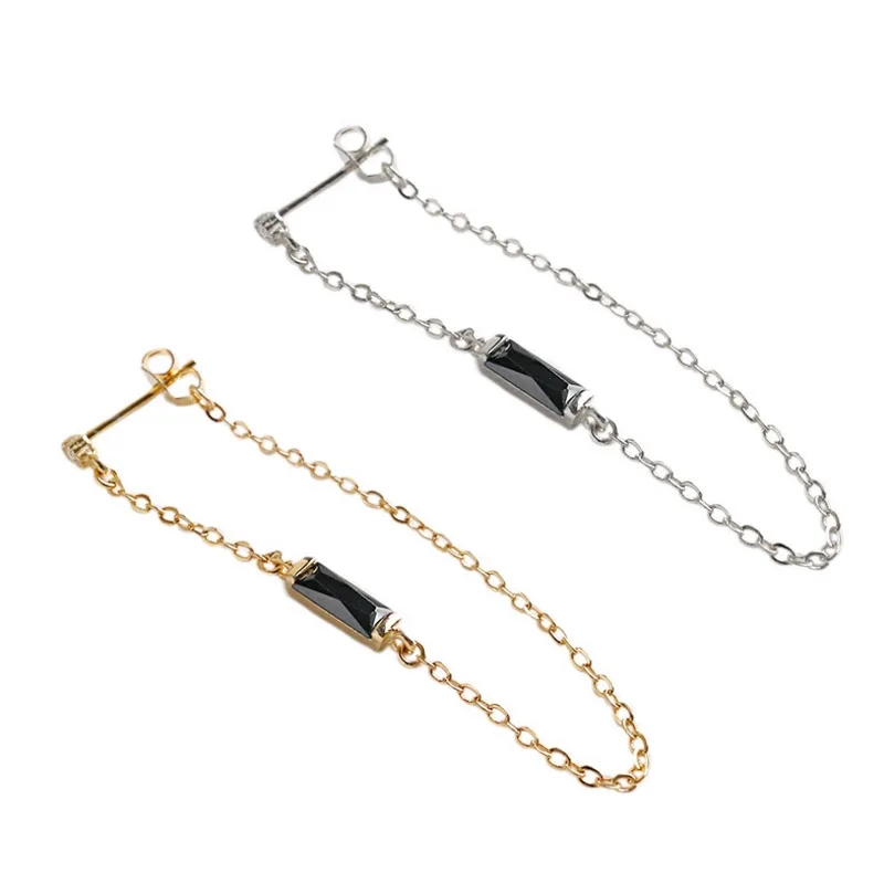 Аутентичные 925 пробы серебряные ювелирные изделия Черные Квадратные циркониевые