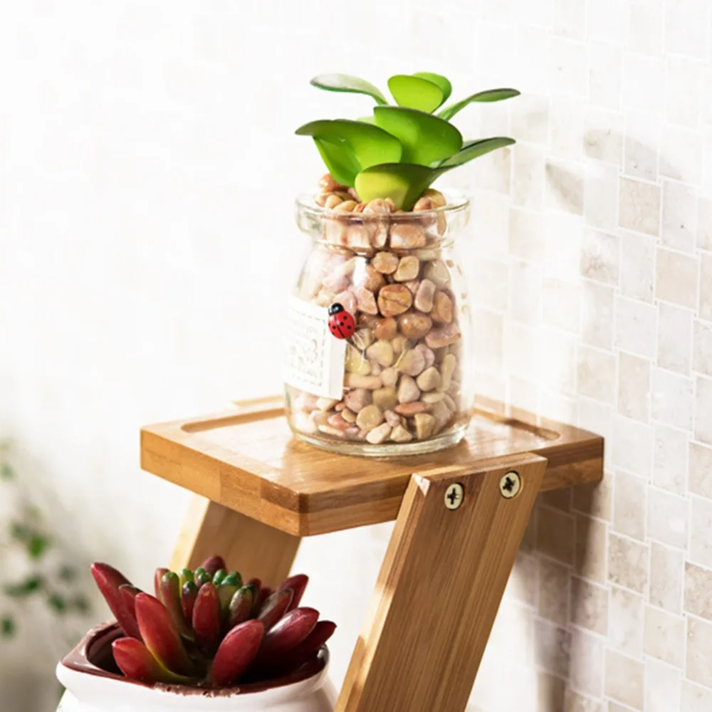 Натуральный трехуровневый бамбуковый горшок для растений квадратная подставка