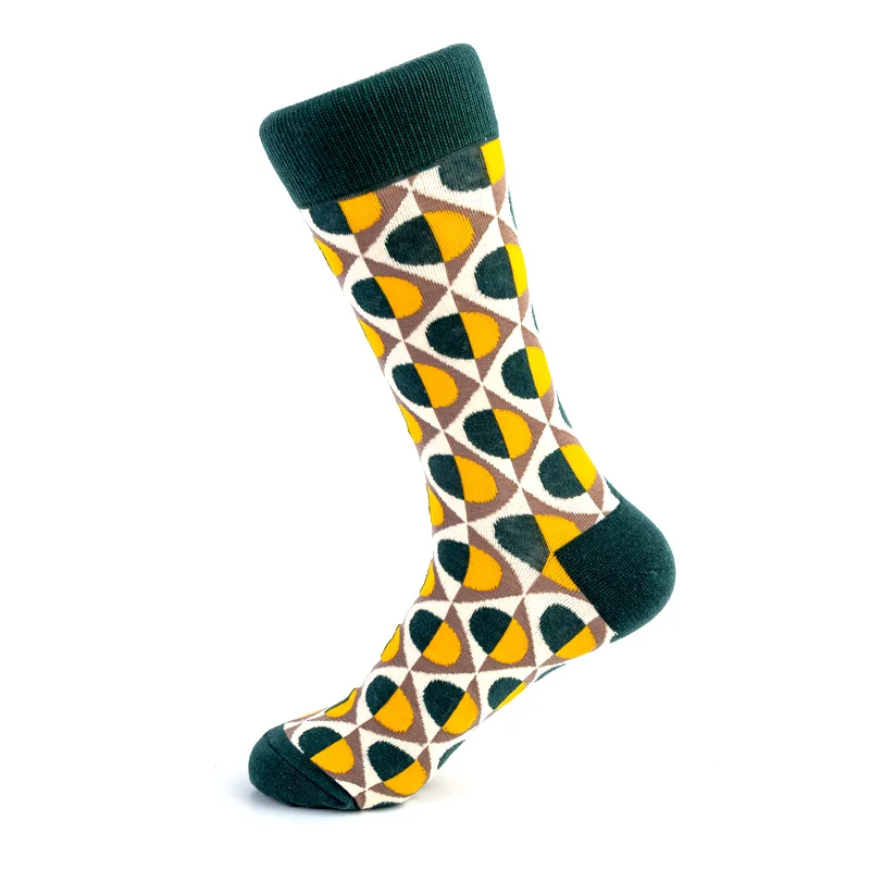 green yellow Клетчатые носки в британском стиле для джентльменов, повседневные стильные уличные носки для скейтеров, хлопковые короткие забавные носки для мужчин и женщин - Цвет: green yellow
