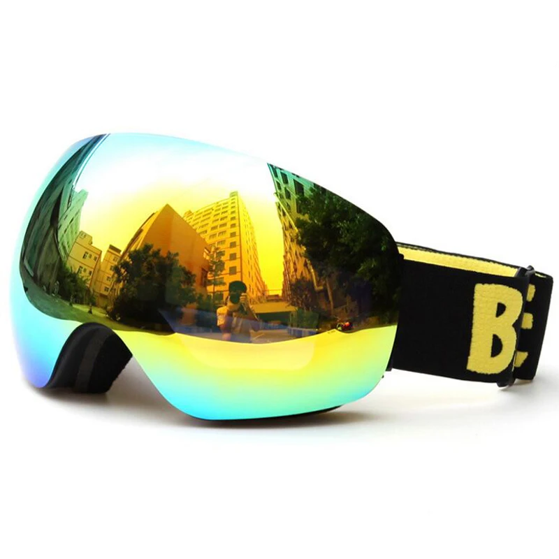 Очки для катания на лыжах Ski Goggles с съемными линзами, против запотевания, с защитой от УФ-лучей, широким обзором, большими стеклами для мужчин и женщин.