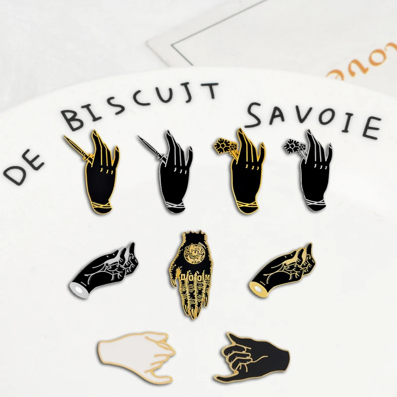 

punk Various hands Denim Enamel pins Egyptian style Gold silver color Badges Brooches Gifts for Friends Jewelry wholesale