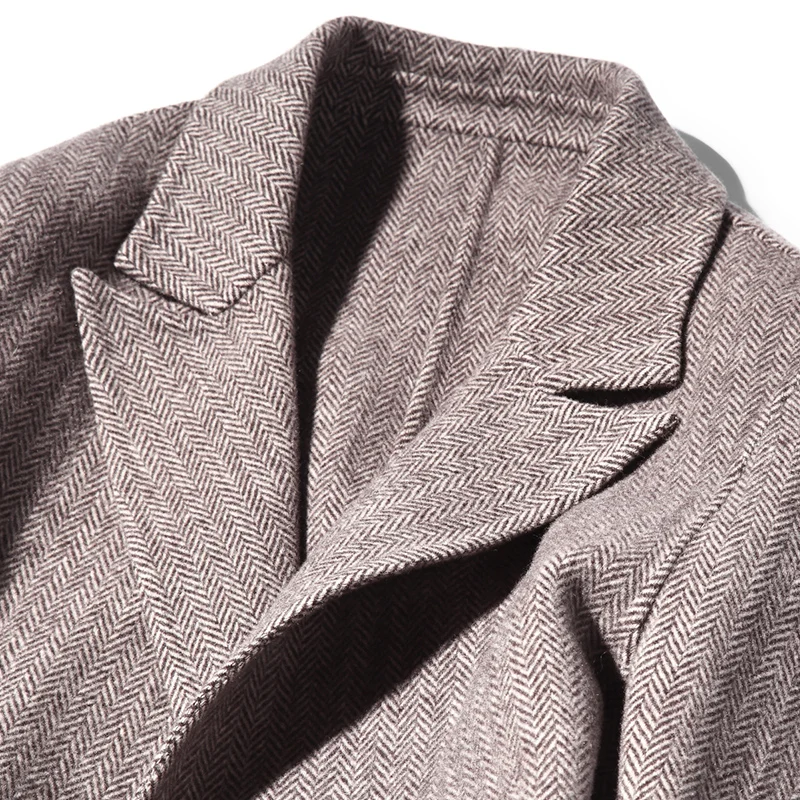 AYUNSUE Double Breasted Wool Coat Men Handmade Double-sided Woolen Spring Autumn Jacket and LM18-1008KJ1567 | Мужская одежда