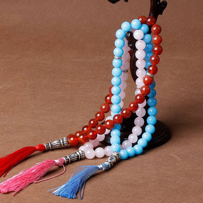 Tesbih исламские молитвенные Бусы Tasbih мусульманские молитвенные четки из бусин очаровательные ювелирные изделия натуральный агатовый камень браслет