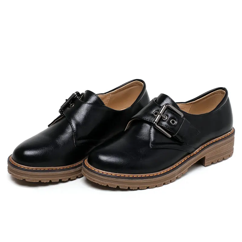 Женские туфли на плоской подошве из искусственной кожи с закругленным носком