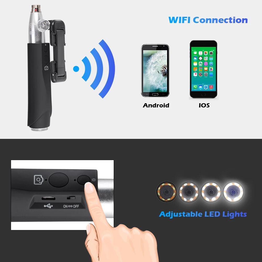 Fuers F110 1 м 3 м кабель 8 мм 1080P HD водонепроницаемый ручной wifi эндоскоп светодиодный многоцелевой инспекционной камеры для телефона Android IOS