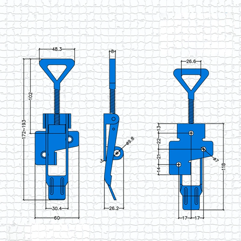 2 шт. синяя оцинкованная регулируемая защелка фиксатор скоростной зажим болт с 3