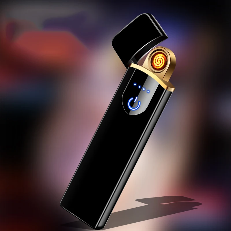 Металлическая USB перезаряжаемая Электронная зажигалка с сенсорным экраном