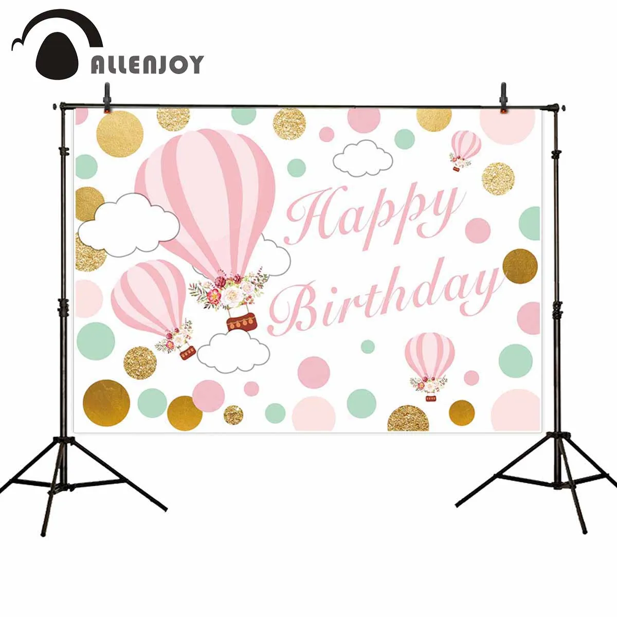 Фон для фотосъемки на день рождения Allenjoy розовые воздушные шары точки облака