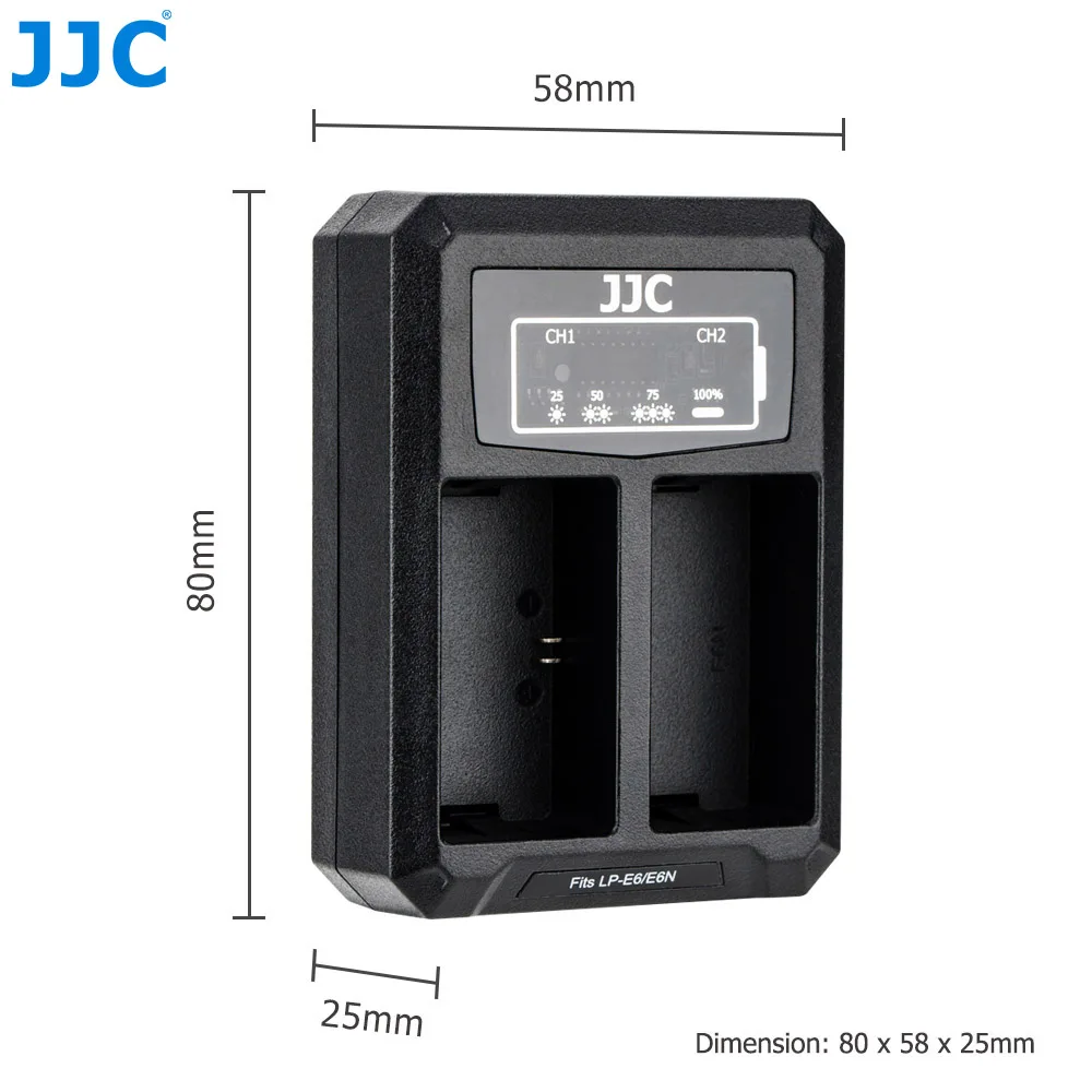 JJC USB двойное зарядное устройство для Canon LP-E6 LP-E6N EOS R 5D Mark IV 5D Mark III батарея для камеры заменяет LC-E6 LC-E6E