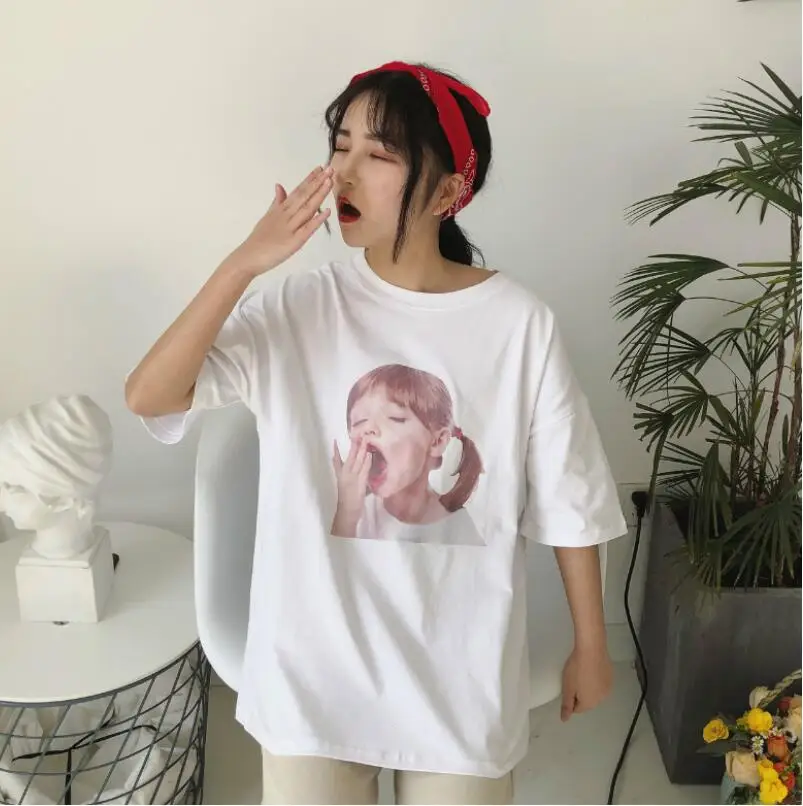 

Harajuku свободная забавная женская футболка с короткими рукавами