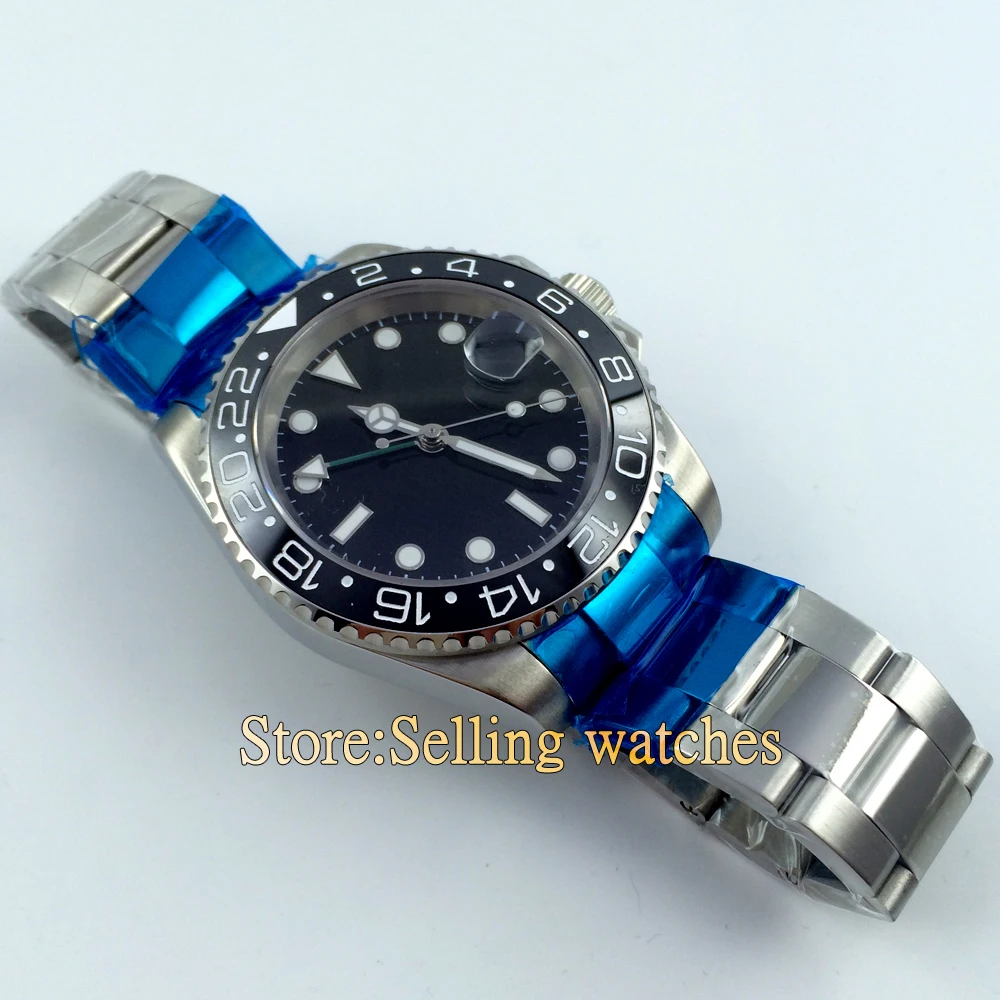 Parnis 40 мм керамический ободок GMT Часы с сапфировым стеклом|glass bottles flip top|glass double edging