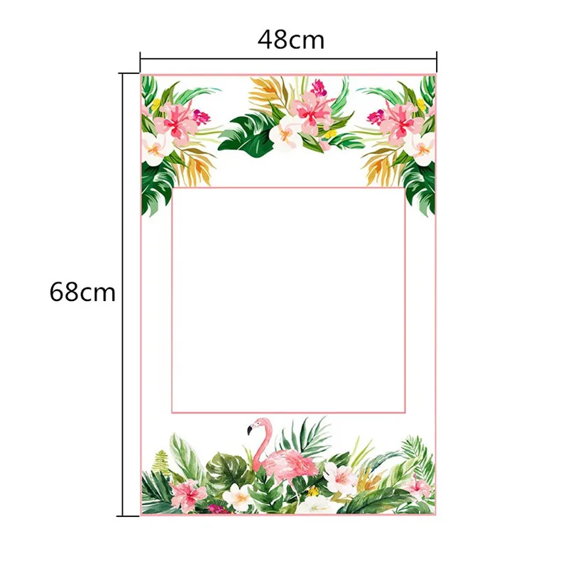 Chicinlife 1Pcs Flamingo Frame Photo Booth Props Happy Birthday Party Decoration Wedding Hawaii Tropical Summer Supplies | Дом и сад