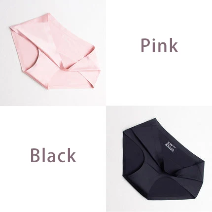Pink Black Женские трусы, шелковые бесшовные трусики со средней посадкой, Прозрачное нижнее белье, женское сексуальное бикини, трусики для девочек, нижнее белье, трусы DULASI - Цвет: Pink Black