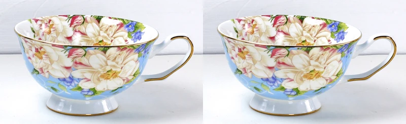 2 blue-flower inside 200 мл, костяного фарфора Цветочная Красивая кофейная кружка, маленькая кофейная чашка, таза Гато кафе капучино чашка для латте, настоящий креативный подарок, милый - Цвет: 2 blue-flower inside