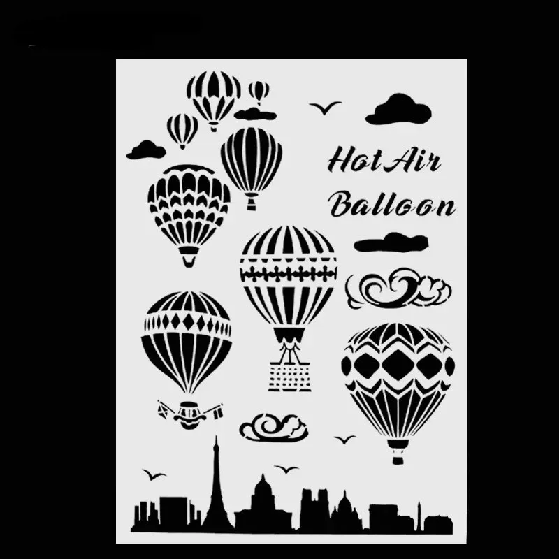 DIY Painting Hot Air Balloon Design Stencils Template For Wall Fabric Decor Scrapbooking Stamping |
