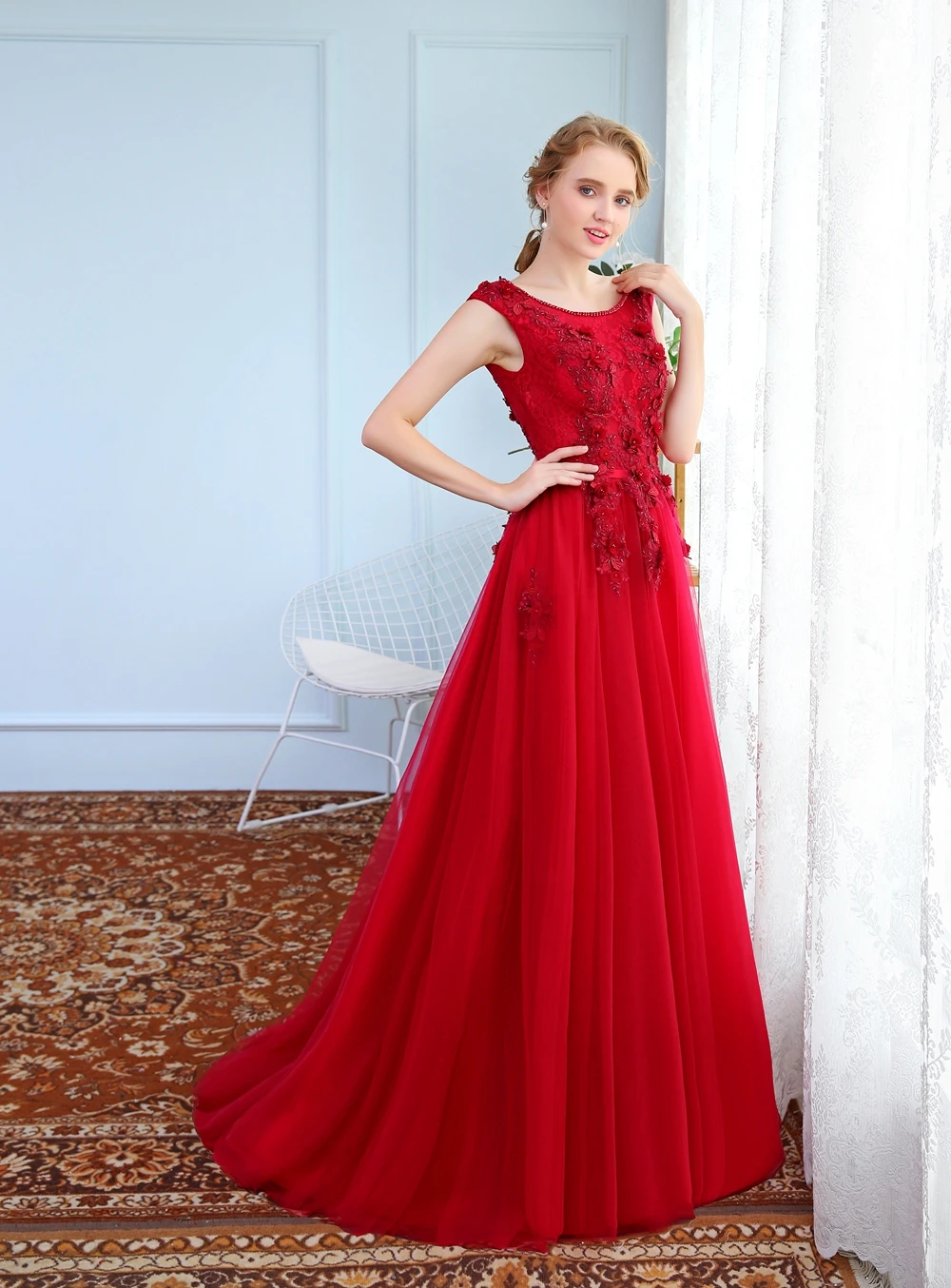 Robe De Soiree SSYFashion, элегантное вечернее платье для банкета, невесты, цвета красного вина, кружевное, с цветами, с бисером, длинное, для вечеринки, выпускного, платья на заказ